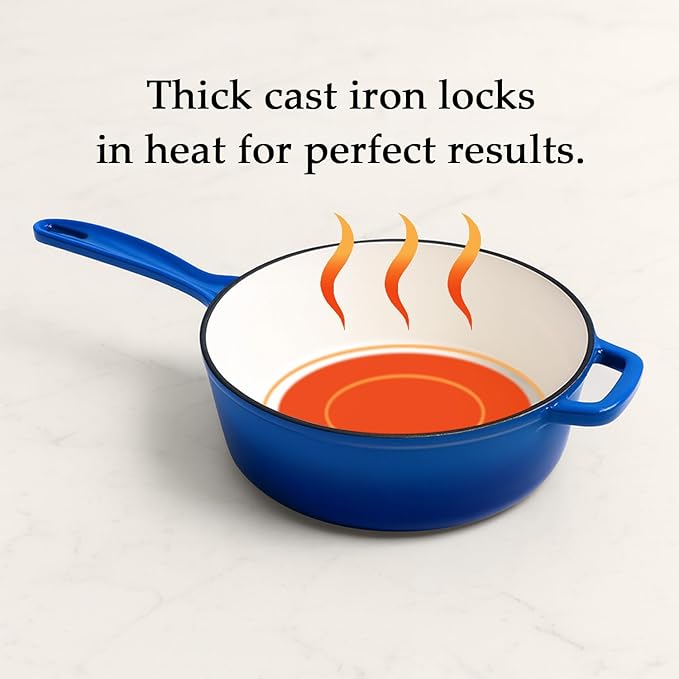 QuliMetal Nonstick Enameled Cast Iron Cookware Set, 4-Pcs Pots and Pans with Lid, Healthy Round Dutch Oven Pot for Sourdough Bread Baking, Oven Safe up to 500° F or on All Stovetop