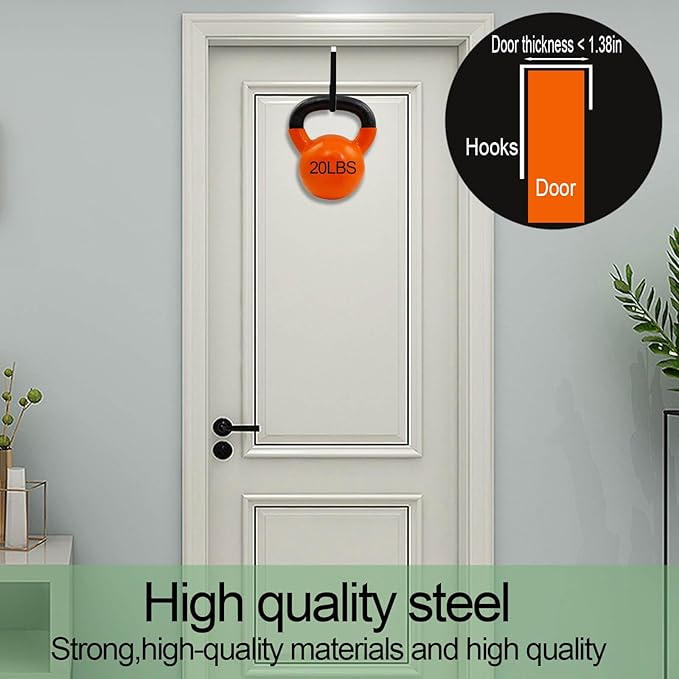 4 Pack Over The Door Hooks, Large Door Hanger Hook, Soft Rubber Surface Prevents Scratches, Door Hook for Bathroom, Living Room, Kitchen Hanging Clothes, Towels, Shoe Bag, Hat(Black)