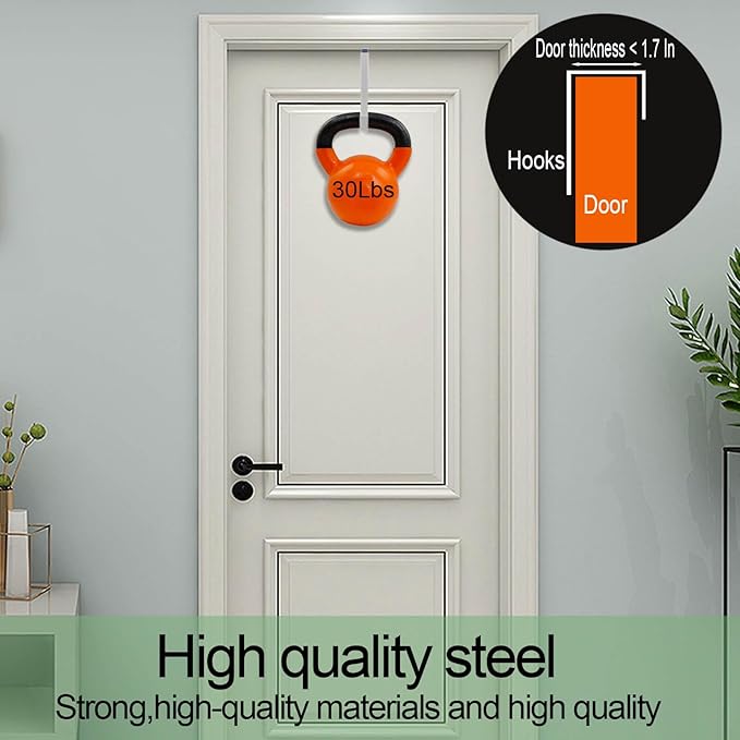 4 Pack Over The Door Hooks, Large Door Hanger Hook, Soft Rubber Surface Prevents Scratches, Door Hook for Bathroom, Living Room, Kitchen Hanging Clothes, Towels, Shoe Bag, Hat(White)