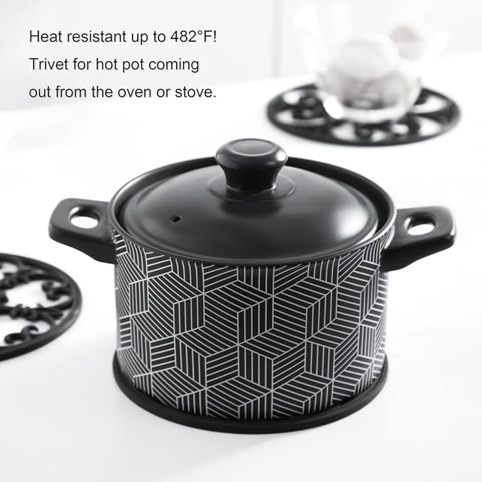 Silicone Trivet Mat - Non-Slip & Heat Resistant Kitchen Hot Pads for Countertops & Table - Kitchen Trivets for Hot Dishes & Cookware - Hot Pot Holder for Pots & Pans - Chocolate Brown, Set of 3