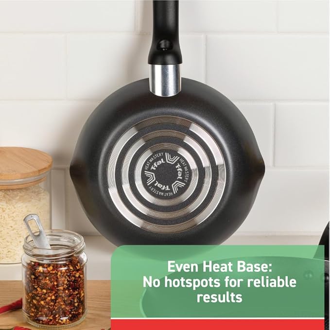 T-fal Initiatives Nonstick Cookware Set 18 Piece, Oven Broiler Safe 350F, Kitchen Cooking Set w/Fry Pans, Saucepans, Stockpots, Skillet, Spoons, Lids Pots and Pans Set Non Stick Dishwasher Safe Black