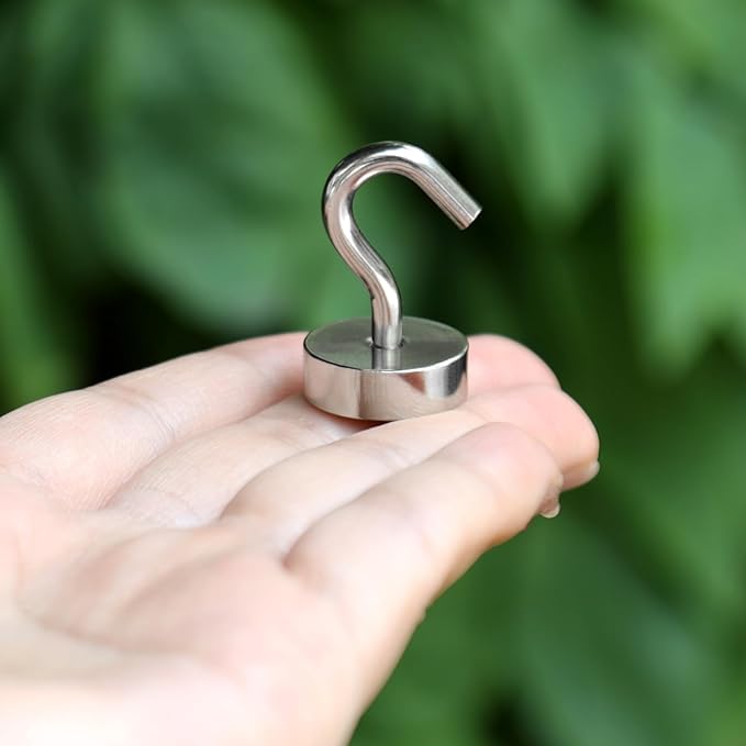 Neosmuk Magnetic Hooks, Cruise Ship Essentials, 30lb+ Heavy Duty Magnetic Hooks for Cruise Cabins, Refrigerator, Grill, Hanging, and Travel | Extra Strong Must-Haves Magnet Hook,Silver,Pack of 10