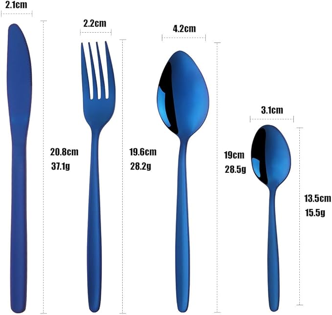 BuyGo Blue Silverware Flatware Set, 16-Piece Light Weight Stainless Steel Eating Utensil Service for 4, Include Knife Fork Spoon, Dishwasher Safe