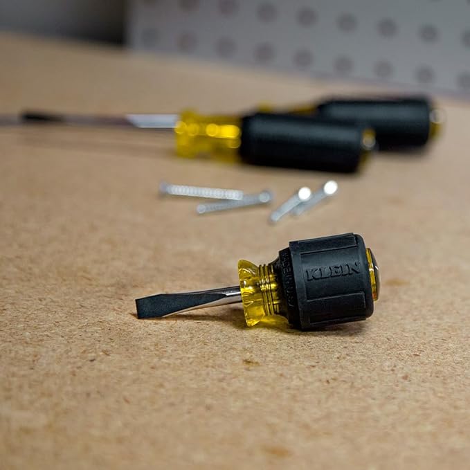 Klein Tools 85071 Stubby Slotted and Phillips Screwdriver Set, Made in USA, with 5/16-Inch Cabinet-Tips and #2 Phillips-Tip, 2-Piece