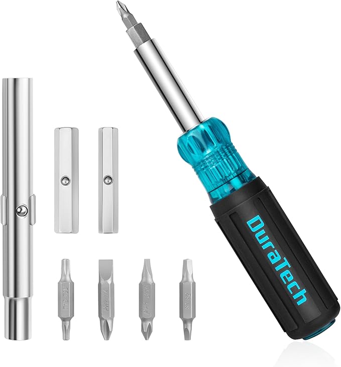 DURATECH Screwdriver, Multi Bit 11-in-1 Screw Driver & Nut Driver Set, Premium S2 Steel Bits, Portable Screw-driver, with Phillips, Slotted, Torx, Square Bits