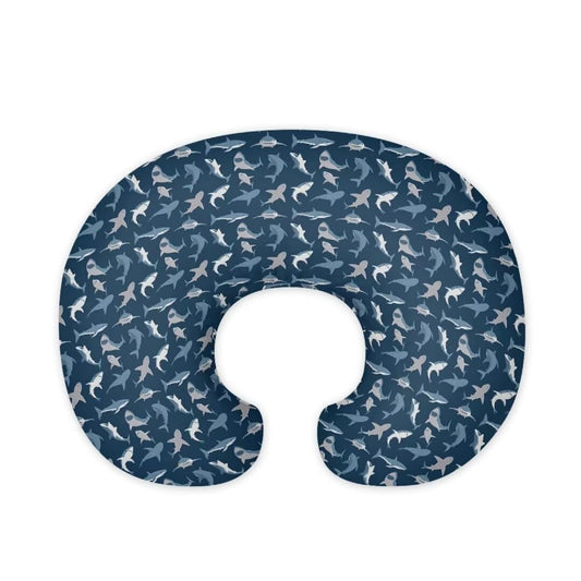 TSVAGA Blue Shark Print Nursing Pillow Cover for Baby Girl 1 Pack Soft Removable Breast Feeding Pillow Cover Cotton Nursing Pillow Cases Fit Standard Nursing Pillow