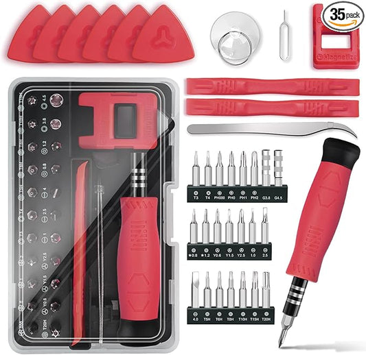 Showpin Mini Screwdriver Set for Computer PC Laptop Macbook Electronics Repair, 35PCS Small Precision Tool Kit with Torx T5 T6 T8 for Beginner IT DIY