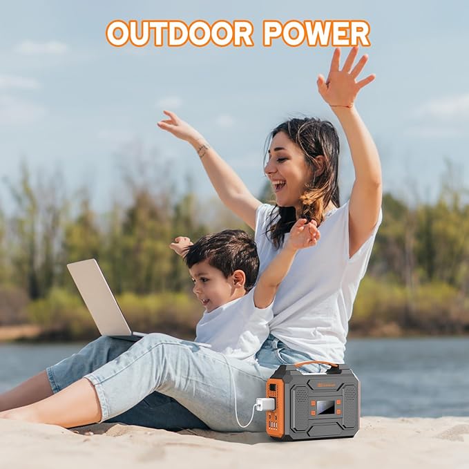 Portable Solar Generator with Panel, 300W Portable Power Station with Foldable Solar Panel 40W, 110V AC Outlet 100W Camping Solar Power Bank Lithium Battery Pack for Home Use RV Outdoor Power Outage