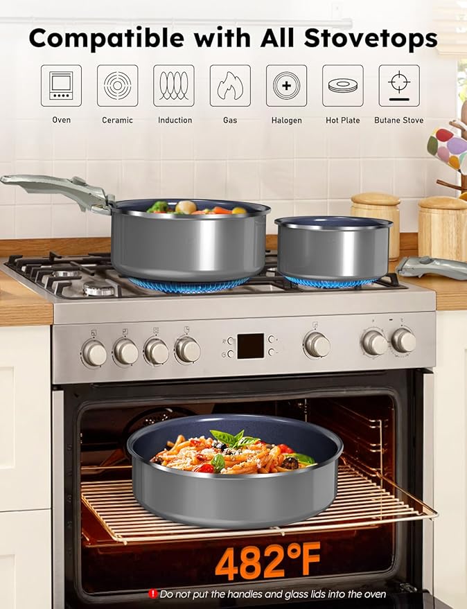 Pro DUXANO Ceramic Pots and Pans Set & 2026 Upgraded Hybrid 3-Ply Stainless Steel Frypan, 2X Non Stick, High Heat Sear, PFAS PTFE PFOA Free Non Toxic Induction Cookware,Removable Handle,Oven Safe,12PC
