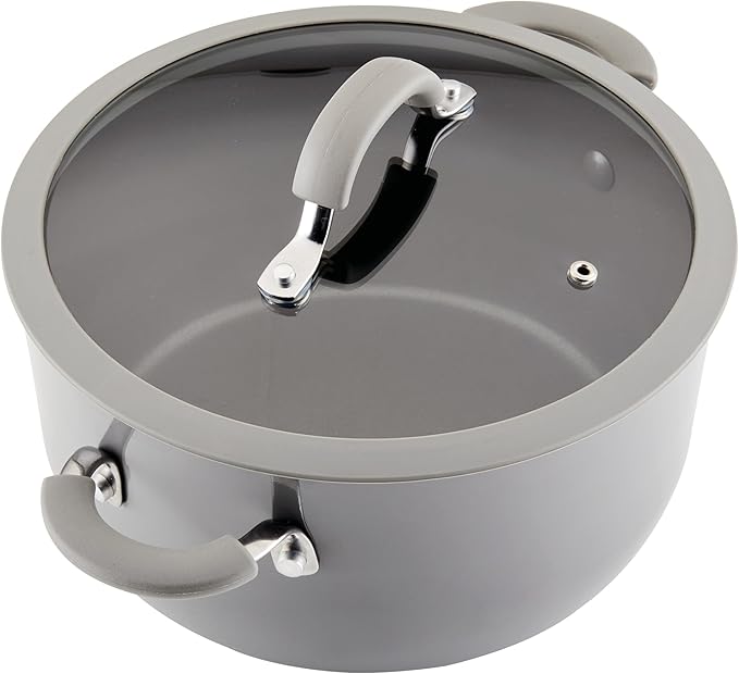 Rachael Ray Cook + Create Nonstick Cookware/Pots and Pan Set, 10 Piece, Gray