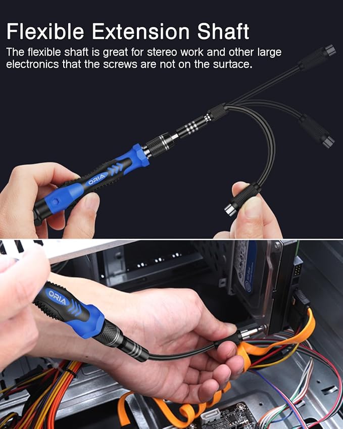 ORIA Precision Screwdriver Set, 61 in 1 Small Screwdriver Set with 57 Precision Bits, Portable Repair Tool Kit, Magnetic Screw Driver Kit with Extension Rod for Smartphone, PC, Watch,Toys, Blue
