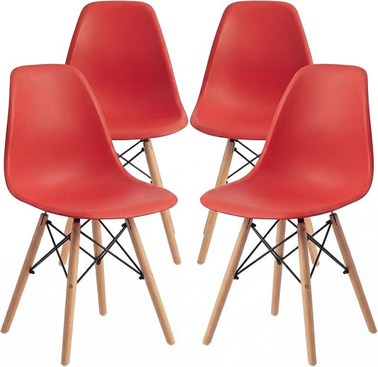 Furmax Modern Style Dining Chair Mid Century Modern DSW Chair, Shell Lounge Plastic Chair for Kitchen, Dining, Bedroom, Living Room Side Chairs Set of 4