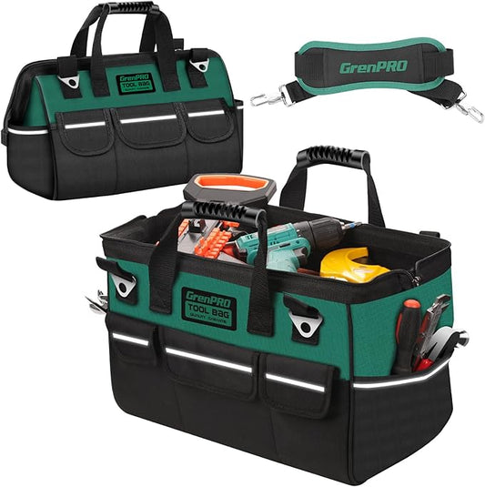 Tool Bag Organizer for Men, Wide Mouth Small Tool Bags,13.5 Inch Soft Handle Toolbox Organizer Storage, Large Zipper Electrician Tool Bag