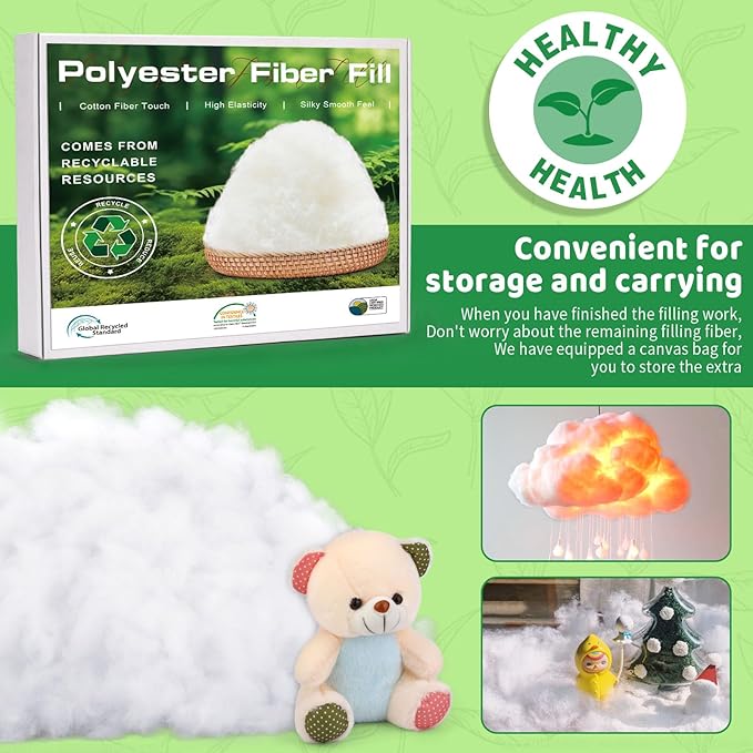 Polyfill Stuffing 2.2LB/1000G, Christmas Decorations Indoor, Artificial Snow White Clouds Cotton for Decoration, Fluffy Snow Blankets for Winter Mantle Village, Nativity