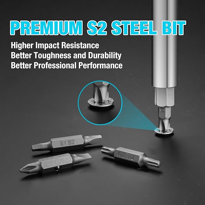 DURATECH Screwdriver, Multi Bit 11-in-1 Screw Driver & Nut Driver Set, Premium S2 Steel Bits, Portable Screw-driver, with Phillips, Slotted, Torx, Square Bits