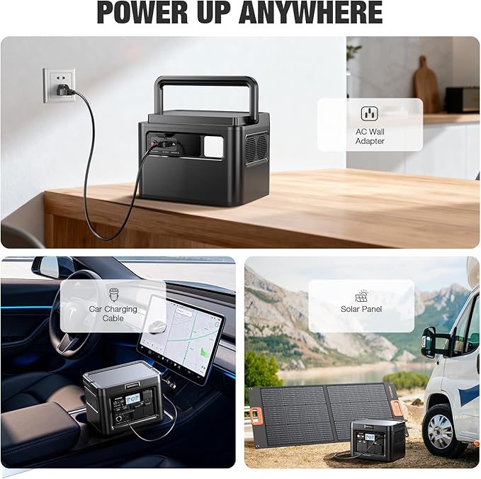 GRECELL H1200 Portable Power Station 1200W, 672Wh LiFePO4 Battery Solar Generator with 10ms UPS, 1200W Solar Power Station, 9 Output Ports for Home Emergency, Outdoor Camping, RV Travel, Laptop TV