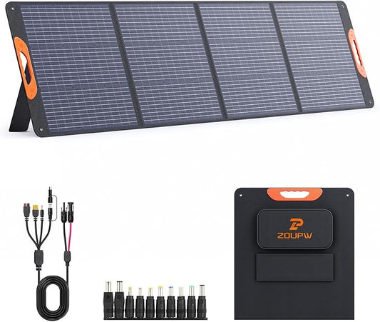 ZOUPW 220W Portable Solar Panel for Power Station,23.5% Efffciency Mono Foldable Solar Charger for Jackery 1000 V2/EcoFlow Delta/Bluetti/Anker Solix,IP67 Waterproof for RV Camping Home Backup