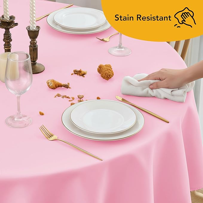 10-Pack Pink Round Tablecloths, 70 Inches, Stain-Resistant Polyester for 3-4 Ft Round Tables - Washable Table Covers for Weddings, Banquets, Birthday Parties, Events