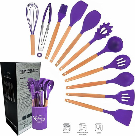 Silicone Kitchen Cooking Utensils Set, 12Pcs, Creative Baking Silicone Shovel Piece Non-Stick Frying Cooking