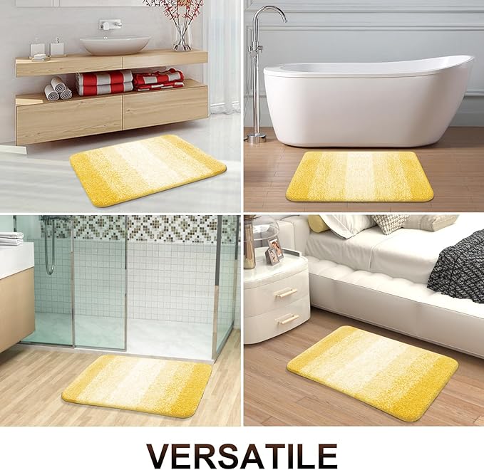 OLANLY Bathroom Runner Rugs 47x20, Extra Soft Absorbent Microfiber Bath Rugs, Rubber Backing, Quick Dry, Machine Washable Bath Mats for Bathroom Floor, Tub and Shower, Home Decor Accessories, Yellow