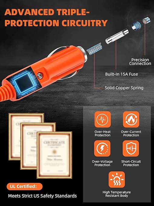 14AWG Car Charging Cable for Jackery Portable Power Station Explorer 3000 2000 1500 1000 880 550 500 300 290 240 160,6.6FT/2M Jackery Power Cord with 2 Adapters (7909 to 8020/5525)