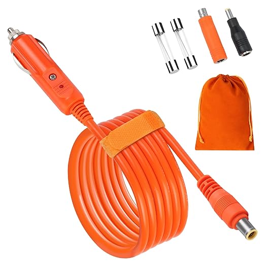 14AWG Car Charging Cable for Jackery Portable Power Station Explorer 3000 2000 1500 1000 880 550 500 300 290 240 160,6.6FT/2M Jackery Power Cord with 2 Adapters (7909 to 8020/5525)