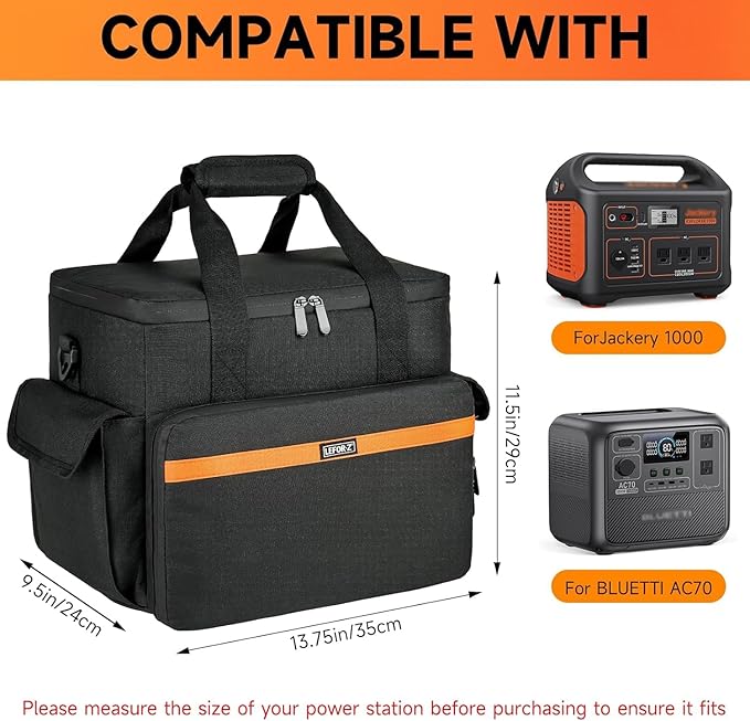 LEFOR·Z Carrying Case Compatible with Jackery Explorer 1000/ECOFLOW River Max/Bluetti EB70S/GRECELL T1000 Portable Power Station,Travel Storage Bag for Charging Cable and Accessories(Bag Only)