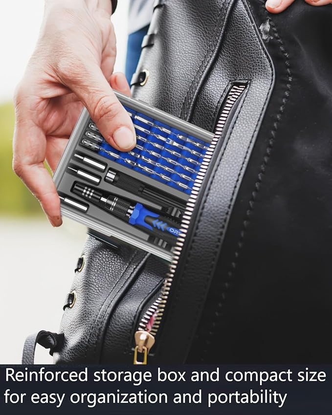 ORIA Precision Screwdriver Set, 61 in 1 Small Screwdriver Set with 57 Precision Bits, Portable Repair Tool Kit, Magnetic Screw Driver Kit with Extension Rod for Smartphone, PC, Watch,Toys, Blue