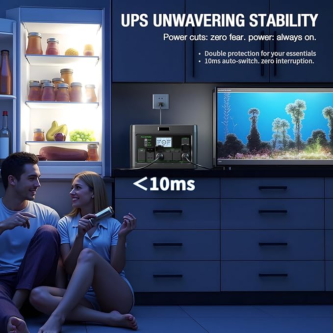 Portable Power Station 2400W, 1843Wh LiFePO4 Solar Generator, 4800W Peak, 12 Ports with 4 AC Outlets & 100W USB-C PD, Ultra-Fast 2H Charging for Home Backup, RV Camping, Emergency Power Outages