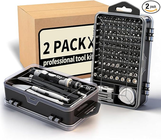 2-Pack Precision Screwdriver Set: 122 Magnetic Bits Electronics Repair Kit for Office Equipment Maintenance - Laptop, Computer & Peripherals, Bulk Supply for Repair Store, IT Departments, Business Use