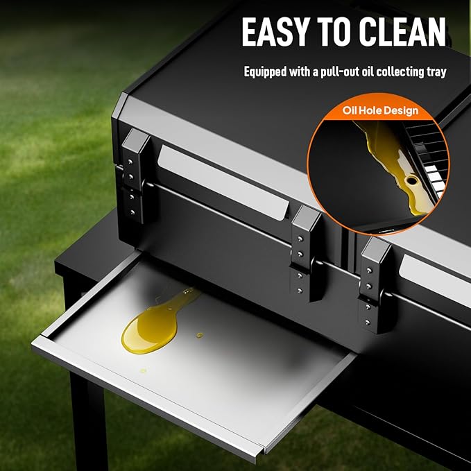 ROVSUN 2-in-1 Propane Gas Grill and Griddle Combo with Lid, 4 Burner Tabletop Flat Top Griddle & Grill with 40000BTU Output, Auto Ignition, Enamel Grate for Outdoor Backyard BBQ Cooking