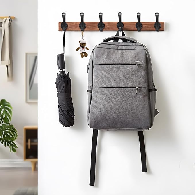 10 Pack Coat Hooks Wall Mount Heavy Duty Utility Retro Double Hooks for Hanging Coats,Hat, Towel, Key, Robe, Scarf, Bag, Cap (Black)