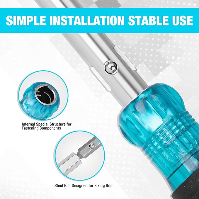 DURATECH Screwdriver, Multi Bit 11-in-1 Screw Driver & Nut Driver Set, Premium S2 Steel Bits, Portable Screw-driver, with Phillips, Slotted, Torx, Square Bits