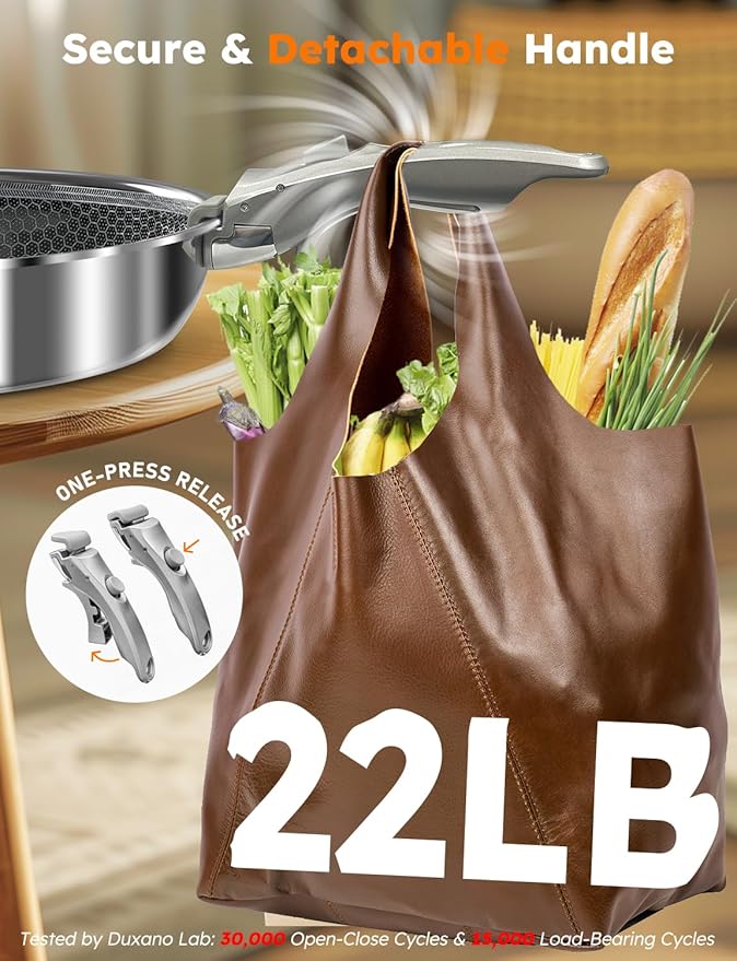 Pro DUXANO Ceramic Pots and Pans Set & 2026 Upgraded Hybrid 3-Ply Stainless Steel Frypan, 2X Non Stick, High Heat Sear, PFAS PTFE PFOA Free Non Toxic Induction Cookware,Removable Handle,Oven Safe,12PC