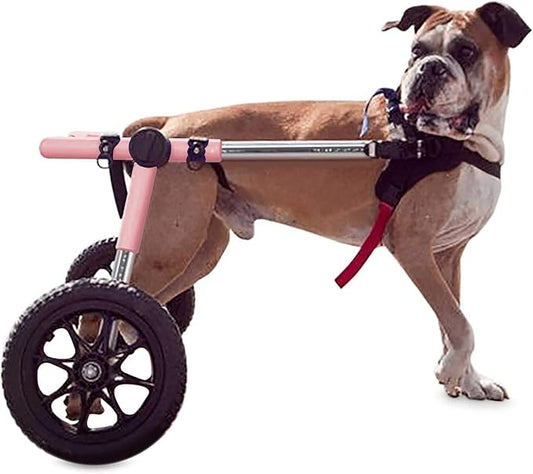 Walkin' Wheels Large Dog Wheelchair, Lightweight Dog Wheelchair for Back Legs, 70-180 lbs, for 17-19 inches Leg Height - Pink