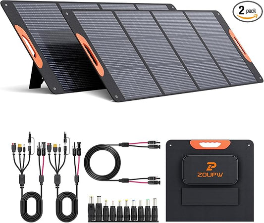 ZOUPW 320W (2x160W) N-Type 16BB Portable Solar Panel, 25% High Efficiency Foldable Solar Charger with Bypass Diodes for Power Stations,IP67 Waterproof for RV Camping Off-Grid & Emergency Backup