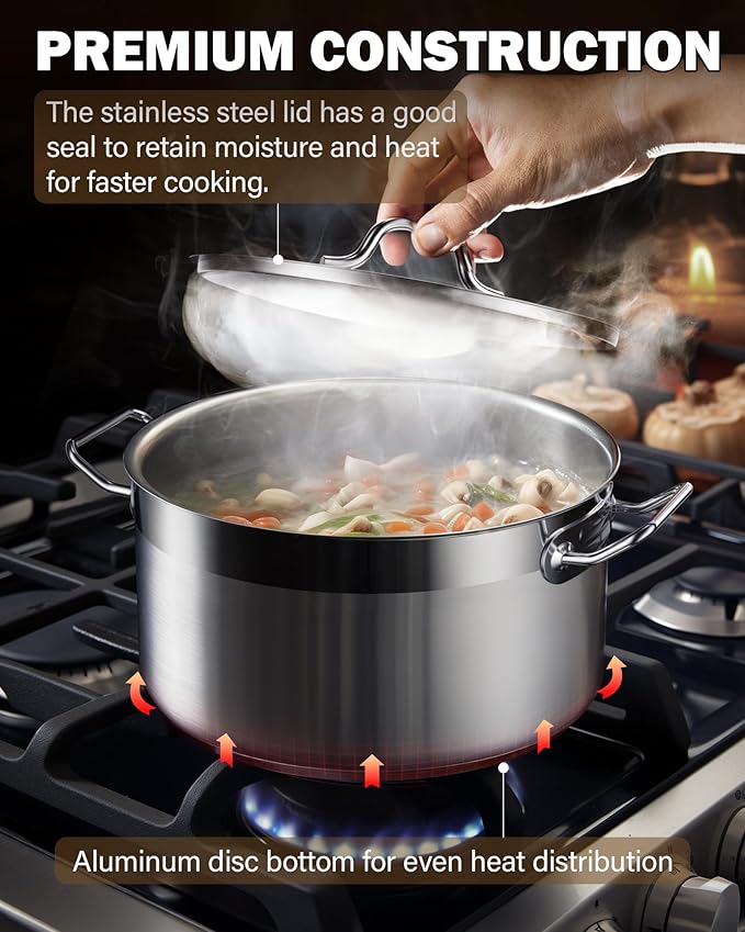 Cooks Standard Kitchen Cookware Sets Stainless Steel, Professional Pots and Pans Include Saucepan, Sauté Pan, Stockpot with Lids, 8-Piece, Silver