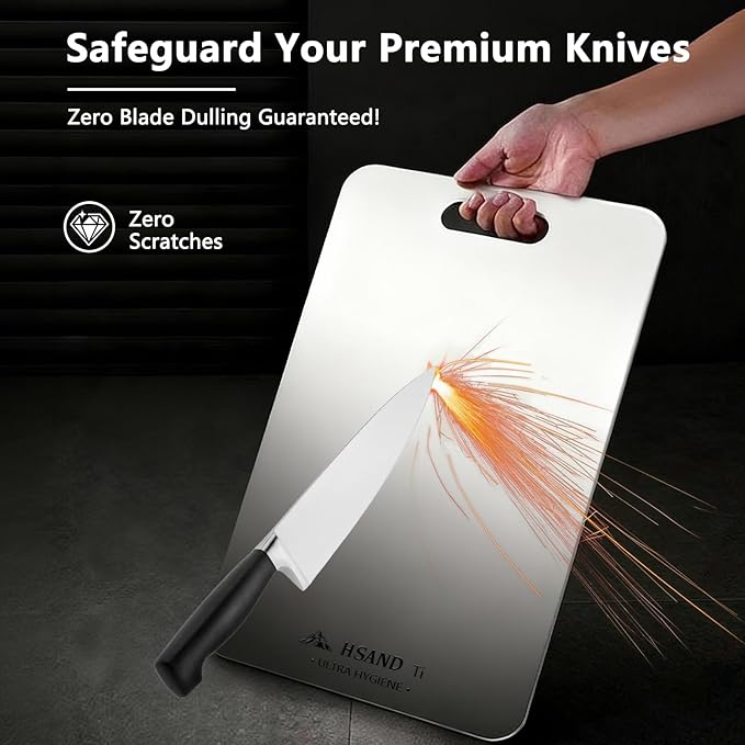 Titanium Cutting Boards for Kitchen, 100% Pure Titanium Cutting Boards, Cutting Board Double Sided Food Grade, Perfect for Sushi, Meat, Vegetables & Meal Prep – Easy To Clean 12"x9"