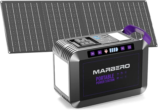 MARBERO 172Wh Solar Generator with 40W Solar Panel, Portable Solar Power Station 200W, Camping, Outdoor, Hiking, Fishing, Emergency, CPAP