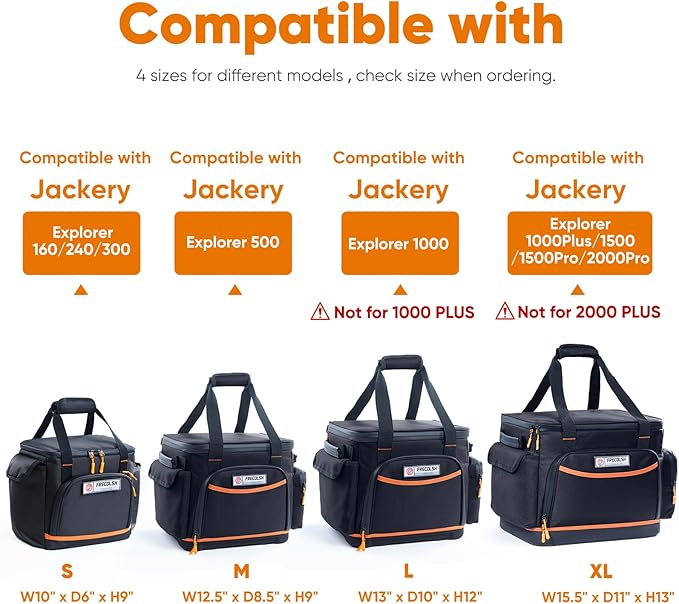 Travel Carrying Case Compatible with Jackery Explorer 300/240/160, Portable Power Station Storage Case with Water- proof Bottom and Front Pockets for Jackery Accessories Solar Generator