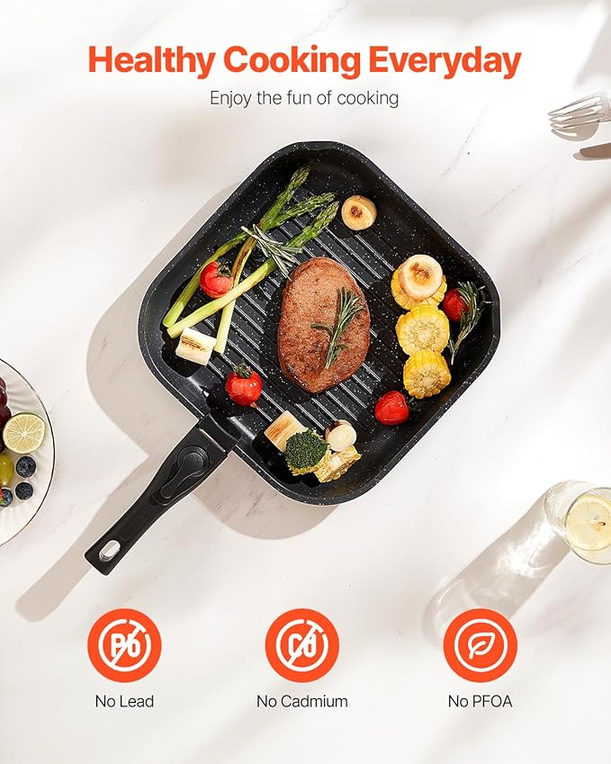 VEVOR 17 Piece Pots and Pans Set, Granite Nonstick Detachable Handle Cookware, Space Saving Induction Cookwares, Kitchen RV Cooking Sets with Frying, Sauce, Saute, Tempered Glass Lid, Oven Safe, Black