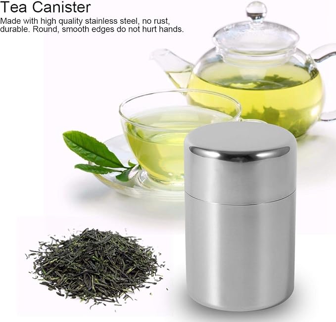 Tyenaza Tea Canister, Stainless Steel Tea Tins, Textured Tea/Coffee/Sugar Canisters, Canister Home Kitchen Canisters for Tea Coffee Sugar Storage(s)