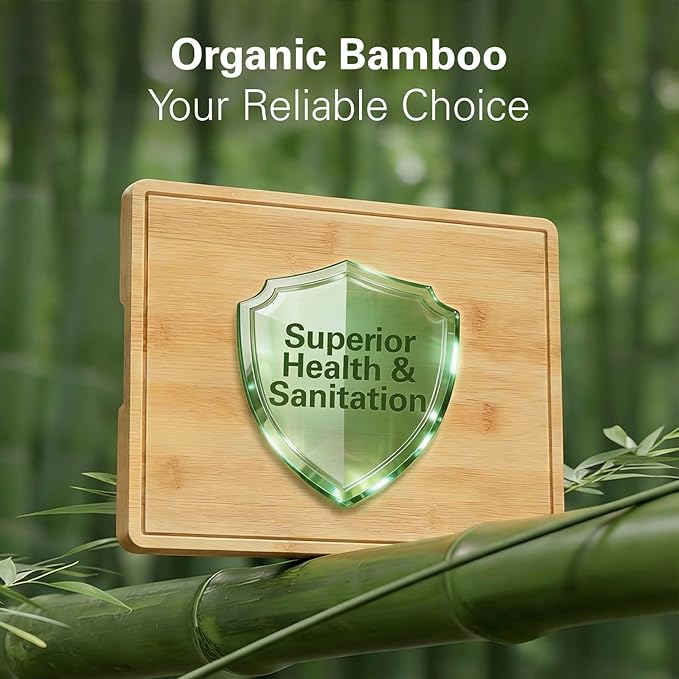 Zarler Bamboo Cutting Boards for Kitchen, 15.5x10.5 Durable Wood Cutting Board with Juice Grooves and Handles, Wooden Chopping Board for Meal Prep, XL Size, Ideal Kitchen Gift