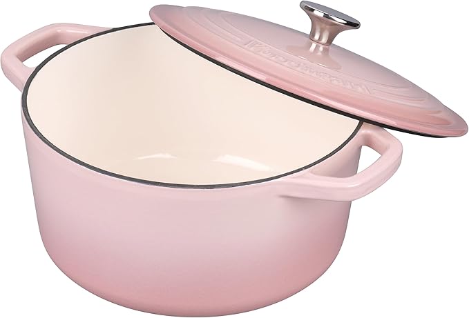VORRINGARD Enameled Cast Iron Dutch Oven Pot with Lid, for Bread Baking, Round Bread Oven- include Sourdough Bread Baking Supplies set, 4.5QT, Pink
