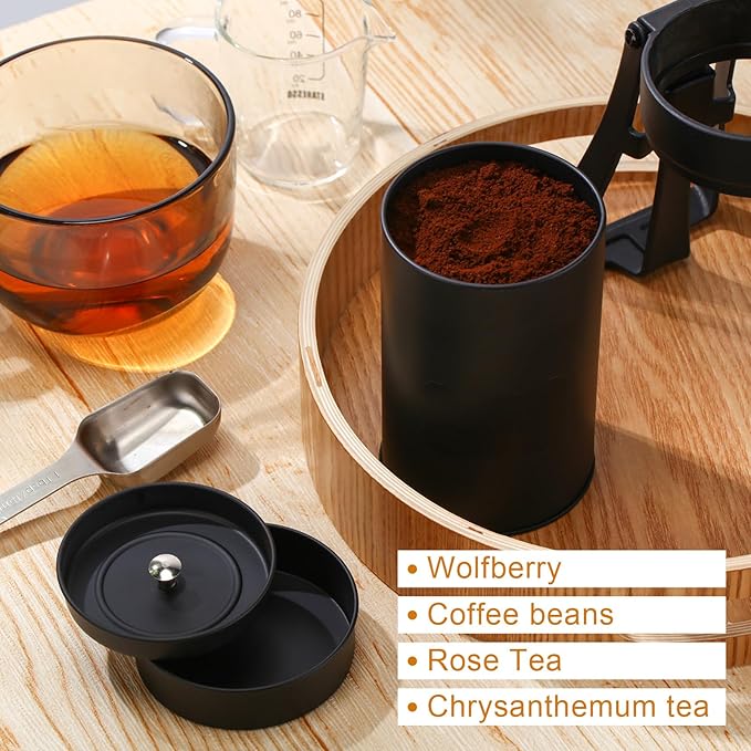Tanlade 6 Pcs Tea Tin Canisters Airtight Double Lid Metal Storage Containers with Erasable Labels Marker, 14 oz Round Tins for Loose Leaf Tea Coffee Sugar Spice Pantry Organization