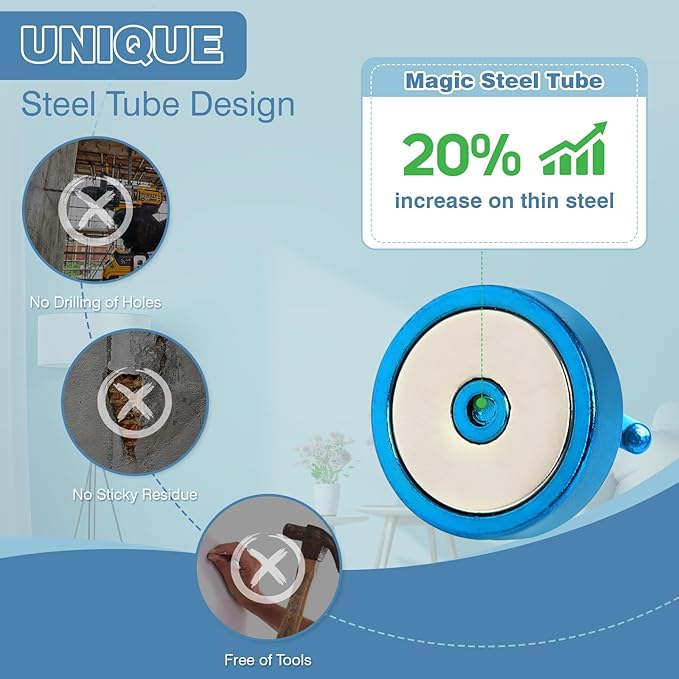 Neosmuk Magnetic Hooks, Cruise Ship Essentials, 80lb+ Heavy Duty Magnetic Hooks for Cruise Cabins, Refrigerator, Grill, Hanging, and Travel | Extra Strong Must-Haves Magnet Hook,RoyalBlue