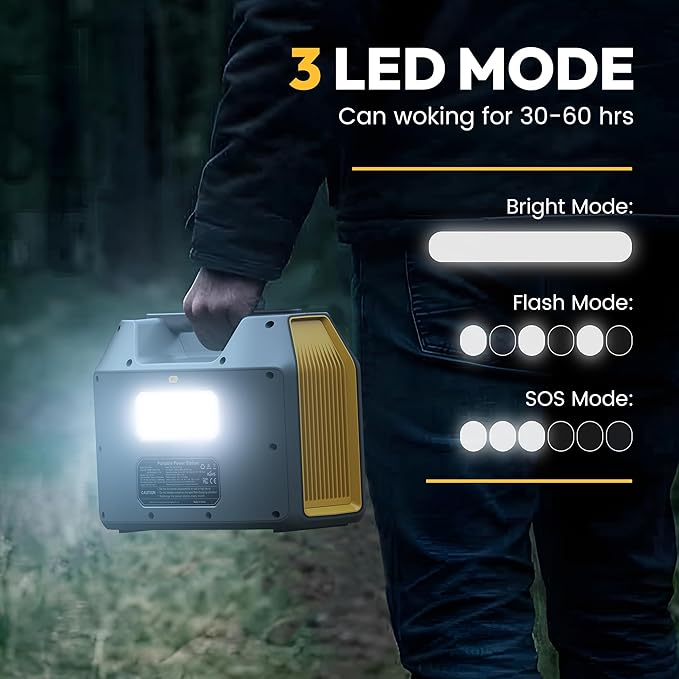 EnginStar Portable Power Station,300W Solar Generator, 110V 296Wh Power Bank Two Pure Sine Wave AC Outlet 80000mAh Lithium Battery Pack for Camping Outdoors Trip RV Hunting Vans Emergency Backup