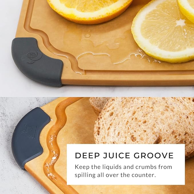 Elihome essential Series Wood Fiber Cutting Board for Kitchen, 12pcs Pack, Knife Friendly, Dishwasher Safe, Non-Slip Feet, Juice Groove, Reversible, Non-Porous, Eco Friendly, 10"x 7" SMALL