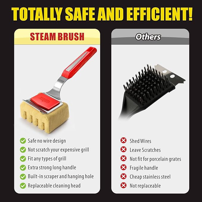 GRILLART Grill Brush Bristle Free, Replaceable BBQ Cleaning Pad (No Handle), Safe Replacement Cleaning Pad/Head for Cast Iron/Stainless Steel Grates - Deep-Reach