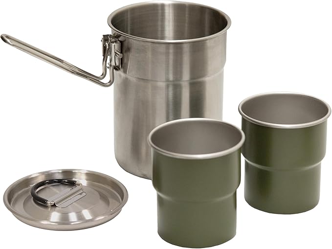 Stansport Stainless Steel Camping Cookware Set – Durable Nesting Mess Kit for Backpacking, Hiking & Outdoor Cooking – Compact Portable Pot & Pan with Carry Bag – Multiple Sizes for Family to Solo Use